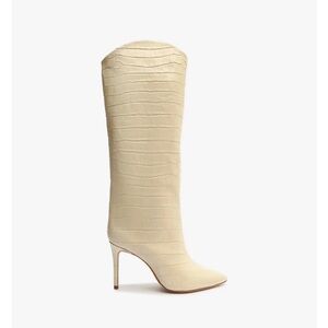 SCHUTZ Cream Croc-Embossed Heeled Boots